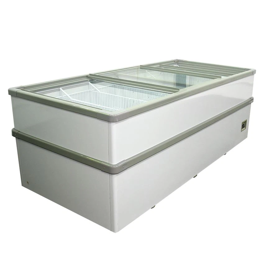 Top Sliding Flat Door Open Display Fridge